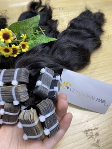 Cinta ondulada negra natural en extensiones de cabello humano 100% de cabello vietnamita crudo al por mayor de doble estiramiento - Product Image 6