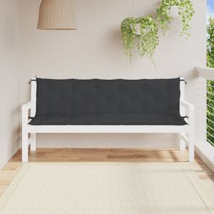 Lot de 2 coussins de banc de jardin en tissu Oxford noir avec fibres creuses – pour terrasse et cour - Product Image 1