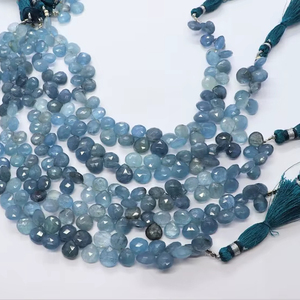 AAA Moss Aquamarine Faceted Heart Shape <b>Beads</b> Moss Aquamarine Side Cut Heart Briolette 8 Inch Aquamarine Gemstone <b>Beads</b> Jewelry - Product Image 1