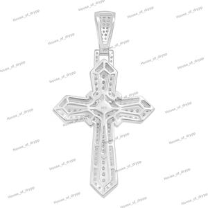 Diamond Look Iced Out <b>Cross</b> Pendant 925 Silver Finish Moissanite Diamond Luxury Religious Hip Hop Necklace Statement Jewelry - Product Image 4