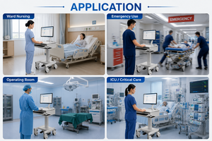 Modern Metal Hospital <b>Trolley</b> Medical Computing Cart with Gas Spring Lift and Support for One Monitor - Product Image 5