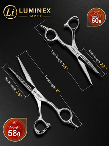 Ciseaux droits pour gauchers NYBL-55 de 5,5 pouces, JAPON, acier 440C, tranchants, dureté 58-59HRC, manche en acier inoxydable, ciseaux de barbier, cheveux, 28 - Product Image 4