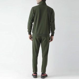 Ensemble de survêtement pour homme vert olive, manches longues, fermeture éclair, col montant, décontracté, respirant, en coton, pour l'automne, coupe classique, ensemble de jogging pour adulte - Product Image 3