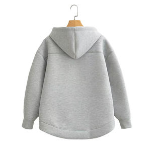 Vintage Pullover 100% Cotton Lightweight Streetwear Oversized Double-ended Zipper <b>Jackets</b> Blank Drop Shoulder Hoodie For Men - Product Image 6