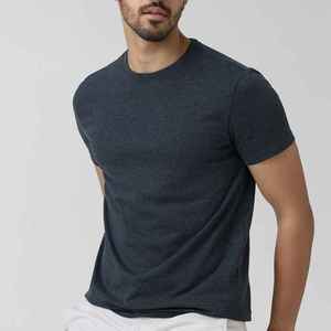 Men's Dark Grey Short Sleeve O-Neck T-Shirt Regular Fit Casual Jersey Top Printed Design Breathable 320g Cotton Front <b>Logo</b> - Product Image 1