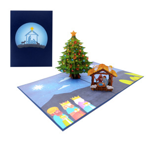 Artisanat en papier fait main du Vietnam, cadeaux de Noël, carte 3D, tendance, design personnalisé, arbre de Noël, crèche, carte pop-up 3D - Product Image 4