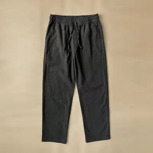 Pantalon décontracté en lin gris clair pour homme, taille élastique, fermeture à cordon, poches latérales, respirant, idéal pour l'été - Product Image 4