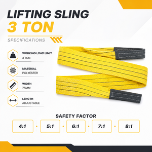 Eslinga de Cinta Doble de 3 Toneladas para Elevación de Equipos Pesados, Poliéster de Alta Tenacidad, Resistente a la Abrasión, Acero Inoxidable - Product Image 4