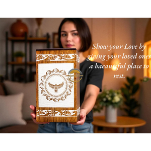 Handcrafted eagle bird waves & Natural Wood Cremation Urn Ashes <b>Box</b> Artistic Funeral <b>Memorial</b> <b>Keepsake</b> by AYAANS - Product Image 4