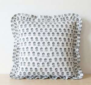 Housses de coussin vintage en coton indien imprimé au bloc, à volants, faites à la main, style bohème, 16x16, 18x18, 20x20 - Product Image 6