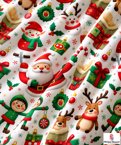 Tela de Poliéster Estampada Navideña Personalizada, Textil Navideño Digital, Fabricante OEM ODM para Prendas, Vestidos y Decoración del Hogar - Product Image 1