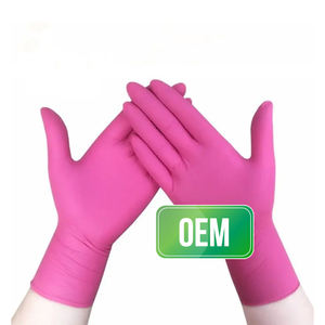 Gant en nitrile Apex personnalisé, multi-usages, rose, ambidextre, poignet perlé, non stérile, certifié CE, usage quotidien, transformation alimentaire, 240 mm - Product Image 1