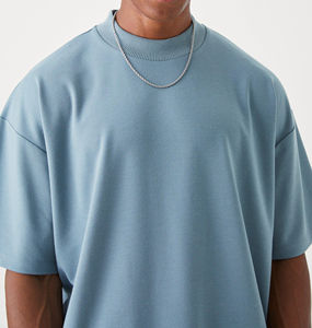 Camiseta Blanca Lisa Personalizada 100% Algodón, Corte Holgado Informal de Manga Corta con Logotipo Estampado, Camiseta Holgada con Hombros Caídos para Hombre - Product Image 2