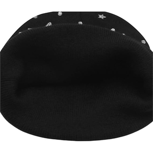 OEM Black Rhinestone Beanie Hat Rib Knit Winter Warm <b>Cap</b> Women <b>Men</b> Soft Stretch Custom Logo Streetwear Hat - Product Image 5