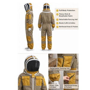 Combinaison d'apiculture décontractée MAKUM INTERNATIONAL avec voile intégré, motif à carreaux jaunes, en nylon, protection intégrale du corps, toutes saisons - Product Image 3