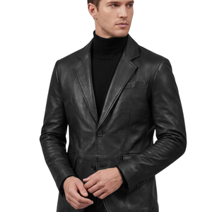 Costumes en cuir pour hommes, blazer ajusté tendance et ensemble de pantalon coordonné, vêtements de bureau haut de gamme, vêtements formels modernes - Product Image 6