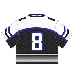 Maillot de football américain personnalisé à col en V, imprimé par transfert thermique, coupe courte, manches courtes, en maille 100 % polyester, grande taille pour homme - Product Image 3