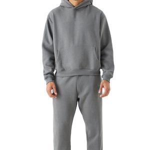 Conjunto Deportivo Gris para Hombre de Alta Calidad, con Capucha, Largo, Informal, con Bolsillos Laterales, Corte Regular, Otoño, Algodón, Color Sólido - Product Image 1