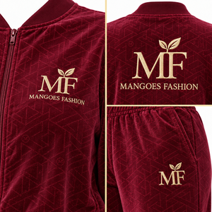MANGOES FASHION Men Women's Maroon <b>Velour</b> Polyester/Cotton Breathable Summer <b>Plus</b> <b>Size</b> <b>Tracksuit</b> Set Full Sleeve Zipper Front - Product Image 4