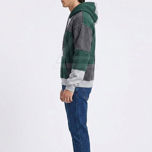 Sudadera con Capucha para Hombre, Estilo Urbano, Diseño de Parches, Talla Grande, Mezcla de Algodón de Primera Calidad, Atuendo Casual Moderno - Product Image 5