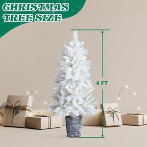 Árbol de Navidad Artificial Blanco de 1.2 m con Base y 200 Ramas Decorativas para Hogar, Oficina o Fiestas - Product Image 6