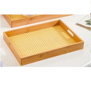 Bandeja de Servicio Redonda con Diseño de Ratán y Acabado con Incrustaciones de Hueso para Hoteles, Cocina, Hogar, Otros Eventos y Uso en Restaurantes de Comida Rápida - Product Image 2