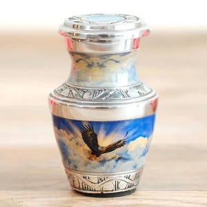 <b>Pink</b> Ceramic Urn with Lid Round Sympathy <b>Decorative</b> Jar with Clouds Sunset Quote Digital Print - Product Image 6