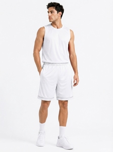 Conjunto de Uniforme de Baloncesto de Alto Rendimiento, 100% Poliéster, Tejido Transpirable de Secado Rápido, Jersey sin Mangas, Pantalones Cortos Deportivos Flexibles - Product Image 2