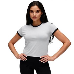 T-shirt de sport personnalisé pour femme, respirant, à manches courtes, léger, de haute qualité, en Spandex/Polyester, idéal pour le yoga et la gym - Product Image 6