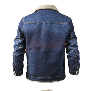 Chaqueta de mezclilla de lana de invierno para hombre, abrigo vaquero de estilo bombardero informal cálido, ropa de calle de Vaquero de algodón, ropa de mezclilla - Product Image 3