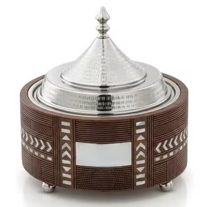 Most Selling Wooden Cross Pattern Stainless <b>Steel</b> Dome Arabic Food Warmer Hot <b>Pot</b> For Hotel Buffet Catering Service Usage - Product Image 4