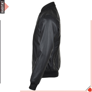 หนังแกะนุ่มหวาน Bomber แจ็คเก็ตหนังแท้สีดําสําหรับผู้ชายขายออนไลน์เสื้อผ้าสวมใส่ฤดูหนาว - Product Image 3