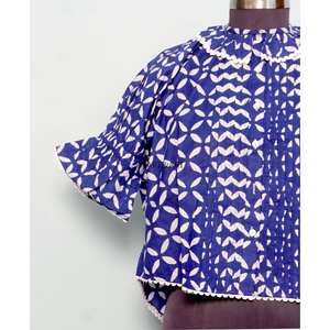 เสื้อคลุมชายหาดผู้หญิงลายดอกไม้สุดน่ารักทันสมัย คอทรงโอ แขนสั้นพองๆ ทรงปล่อยชาย  ลำลอง เรียบร้อย ซักได้ - Product Image 2