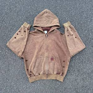 Nueva Sudadera con Capucha Personalizada para Hombre, Estilo Desgastado, Bordada, con Diseño de Agujeros, Oversize, Streetwear, Grunge, Pullover, Denim Desgarrado - Product Image 2