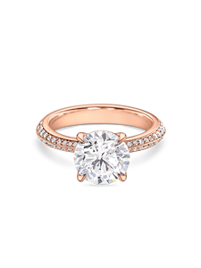 Bague de fiançailles solitaire ronde éblouissante avec diamant de laboratoire de 1+ carat et bande pavée |   Or jaune, blanc, rose et platine 18 carats - Product Image 4