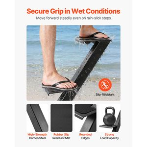 Scaletta a 3 gradini in acciaio al carbonio per rimorchio barca, resistente, con impugnatura antiscivolo e 3 opzioni di montaggio - Ricambi e accessori - Product Image 4