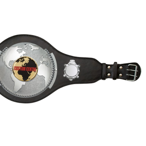 Custom Championship Belt with Globe Emblem and Silver Accents Premium Quality Black Leather Title Belt for Sports & Events - Product Image 3