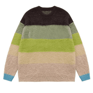 Pull en tricot à rayures personnalisé pour homme, col rond décontracté, pull d'hiver - Product Image 1