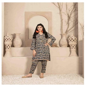 Belle élégante tenue décontractée en lin 2 pièces femmes bouton imprimé numérique porte quotidiennement Tawakkal Pakistan indien Volume CASUALS - Product Image 3