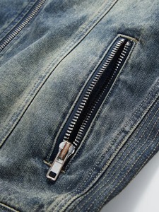 High-quality High Quality Slim Fit <b>Denim</b> Jacket Moto Biker Style Jacket Customized Autumn Winter <b>Denim</b> <b>Coat</b> Plain Dyed Woven - Product Image 4