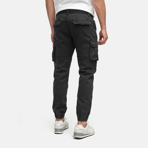 Men's <b>Black</b> Cargo Pants Canvas Material Multiple Pockets Casual Style Mid Waist Button Fly Spring Wear - Product Image 4