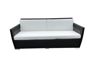 Ensemble de canapés en rotin d'extérieur avec coussins blancs, mobilier de jardin contemporain, sièges de patio en osier PE imperméable - Product Image 3