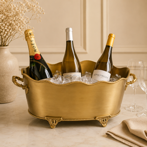 Seau à champagne en laiton Chardonnay, fait main, avec poignée double anneau, refroidisseur à glace haut de gamme pour bar à vin, célébration de mariage - Product Image 3