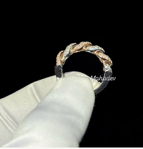 Geometric Chain Link Diamond <b>Ring</b> <b>Adjustable</b> Brass Zircon Claw Set Wedding Party Jewelry for Women - Product Image 3