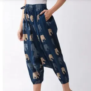 Penjualan Terbaik celana Boho katun buatan tangan celana Harem longgar dan celana dengan saku dan desain disesuaikan, cetak & ukuran