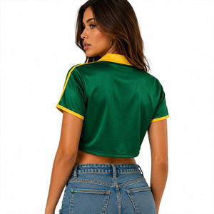เสื้อฟุตบอลบราซิลแบบยูนิเซ็กซ์ สีเขียวเหลือง คอปกปักชื่อทีมด้านหน้า แขนสั้น คอวี สายรัดแบบเสื้อกล้าม - Product Image 3