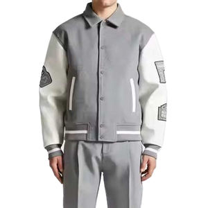 Blouson universitaire en cuir sur mesure pour homme, corps en laine, rembourrage en coton, blouson d'hiver style baseball, polyester et coton, OEM - Product Image 1