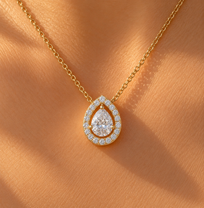 จี้เพชรทรงลูกแพร์เพาะเลี้ยงในห้องปฏิบัติการ ทองคำแท้ 14K 18K สร้อยคอแบบเปิด Halo DEF VVS น้ำหนักรวม 2.05 กะรัต รับรองโดย IGI เครื่องประดับหรูหรา ดีไซน์ ODM - Product Image 3