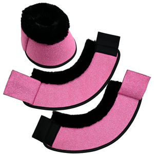 High Quality Horse Bell Boots PU Material <b>Foam</b>-<b>padded</b> Glitter Satin Lining Hoof Overreach Boots Equestrian Equipment Customized - Product Image 1