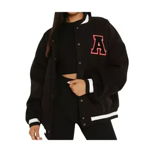 Unisex Solid Plain Dyed Breathable Quick Dry Crop <b>Varsity</b> Baseball Letterman Sports Bomber <b>Jacket</b> Customized Embroidery Patch - Product Image 6